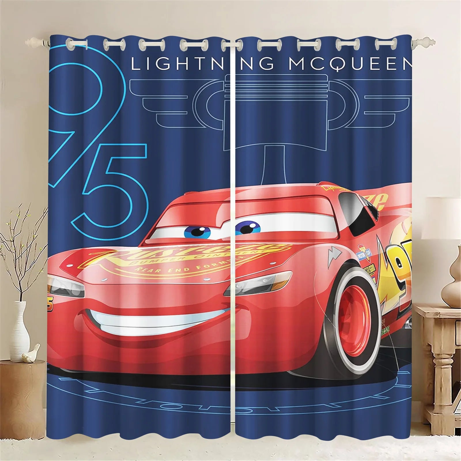 Lightning McQueen Series Curtains For Living Room Luxury Set Home Decor Blackout Curtains Balcony Screen Dustproof Cartoon Home