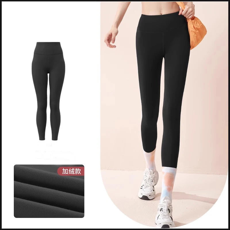 Velvet Yoga Pants for Women High Waist Autumn Winter Warm Slimming Running Leggings Sports Fitness Gym Trousers