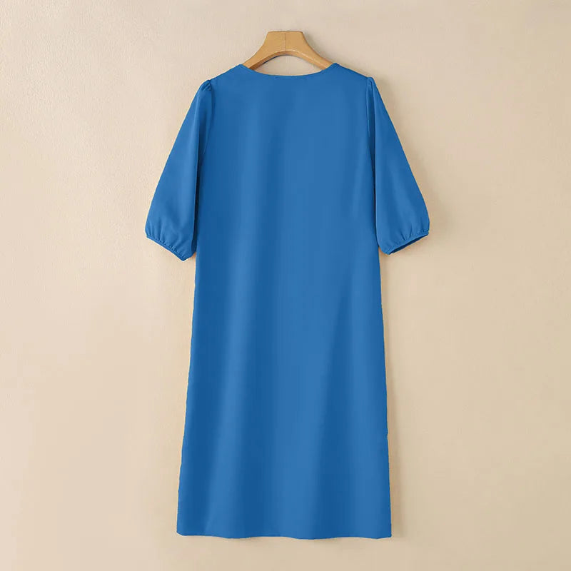 Elegant Women Work OL Sundress ZANZEA 2025 New Summer Dress Fashin oV Neck Short Sleeve Party Vestidos Stylish 3D Flowers Dress