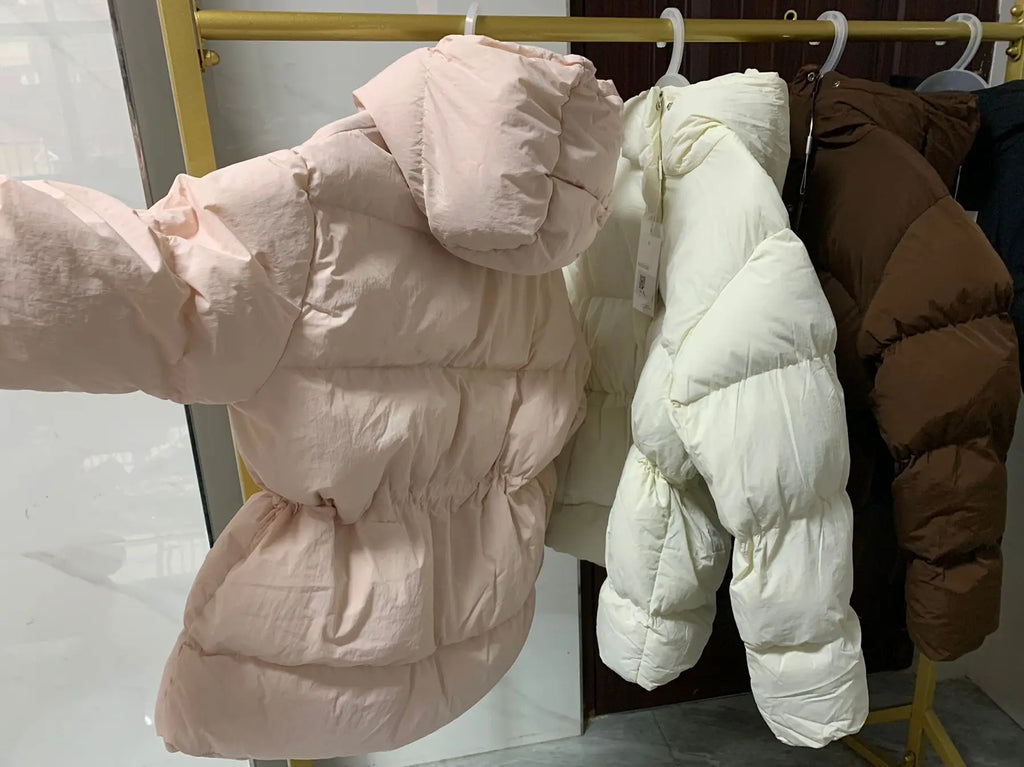 Winter Drawstring Lace-up Snow Women's Warm Down Jacket Hooded Puffer Jacket Women Parkas High Quality Cotton Padded Coat