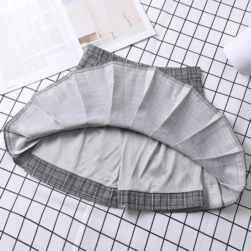 Pleated Skirt Korean Style Y2k Harajuku Faldas Women's Summer Clothes Girls Mini Saia Plissada Feminina Black Grey Plaid Skirt