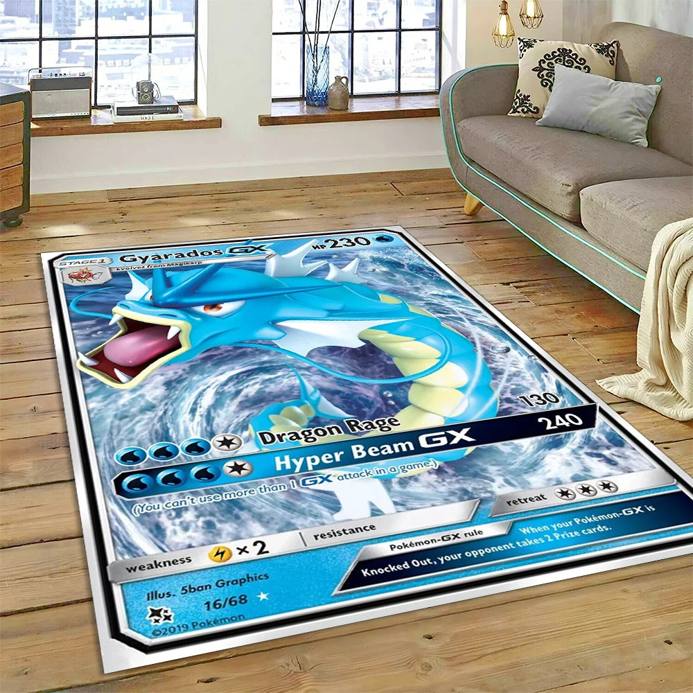 2025 New Pokemon Gold Card Pikachu Cartoon Gift Carpet Rug for Bedroom Living Room Home Sofa Decoration,Children Decor Floor Mat