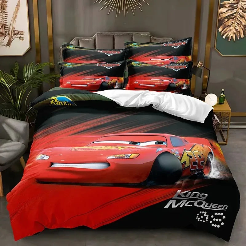 Cartoon Cars Bedding Set Lightning McQueen Duvet Cover Boy's Bedclothes Bed Linen Gift for Kids