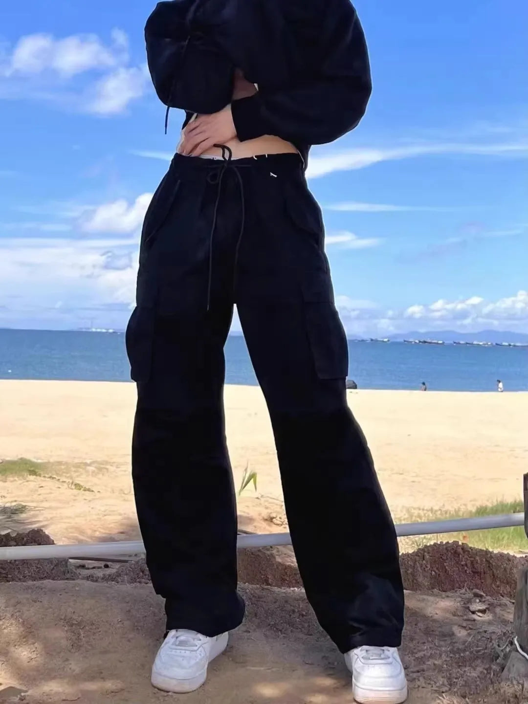 Plus size Summer new casual work pants versatile loose pants slimming sports quick drying women's pants running breathable