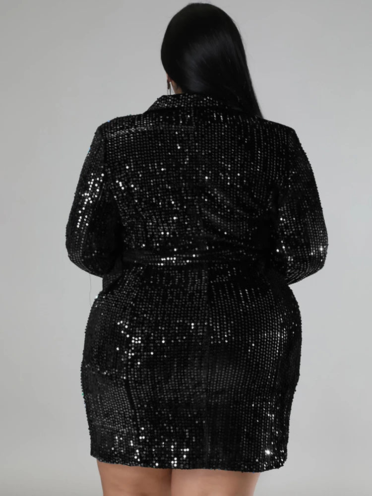 Robe Blazer à Sequins pour Femmes - Robes de Bal Luxueuses et Élégantes, Tenue de Fête, Grandes Tailles, Vêtements pour Femmes, Robe de Noël, Vente en Gros et Dropshipping