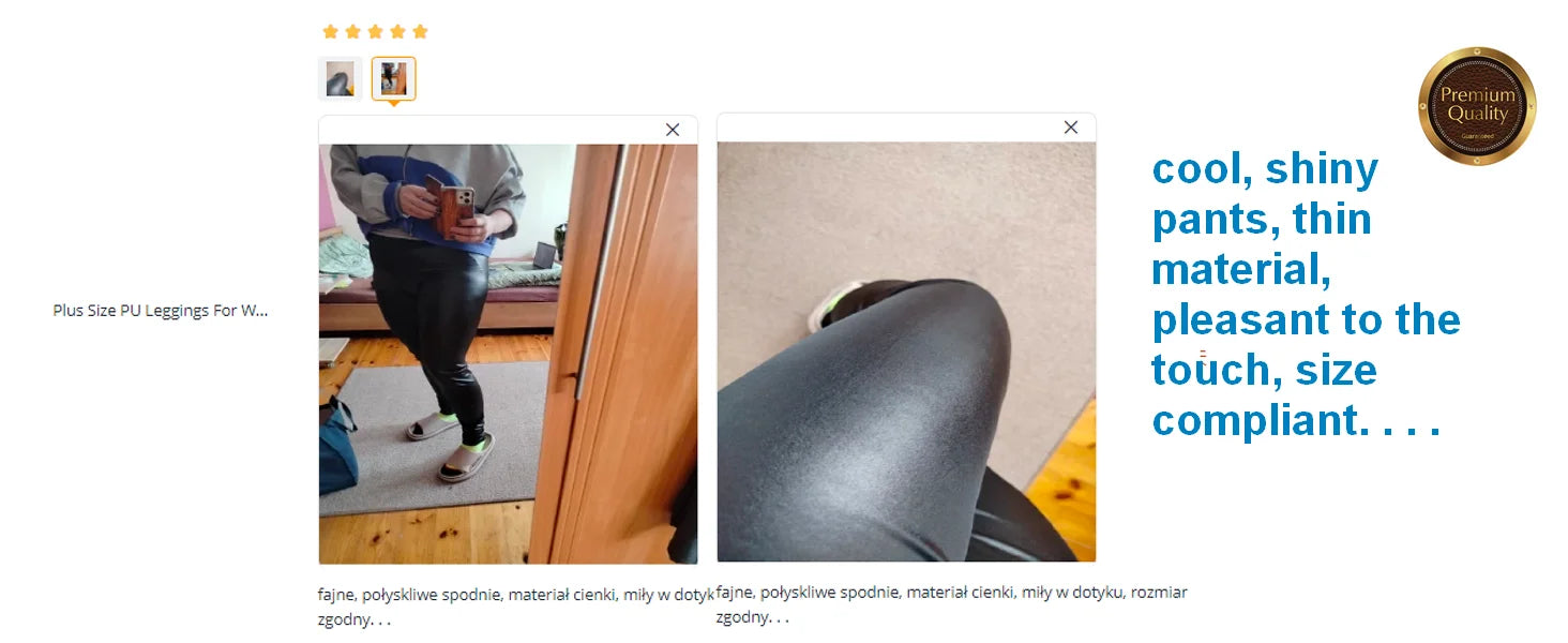 Shiny Stretchy Faux Leather Leggings Plus Size Super Stretchy Spandex Clothing PU Leather Pant Tummy Control Oversized Pants