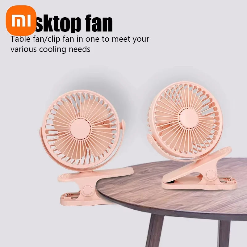 Xiaomi Rechargeable Portable Electric Fan 720° Rotating Clip Fan Night Light Air Cooler Outdoor Camping Small Fan Ventilator