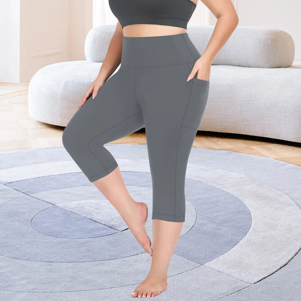 High Waist Yoga Pants with Pockets Sports Leggings for Women Plus Size Fitness Pilates Workout