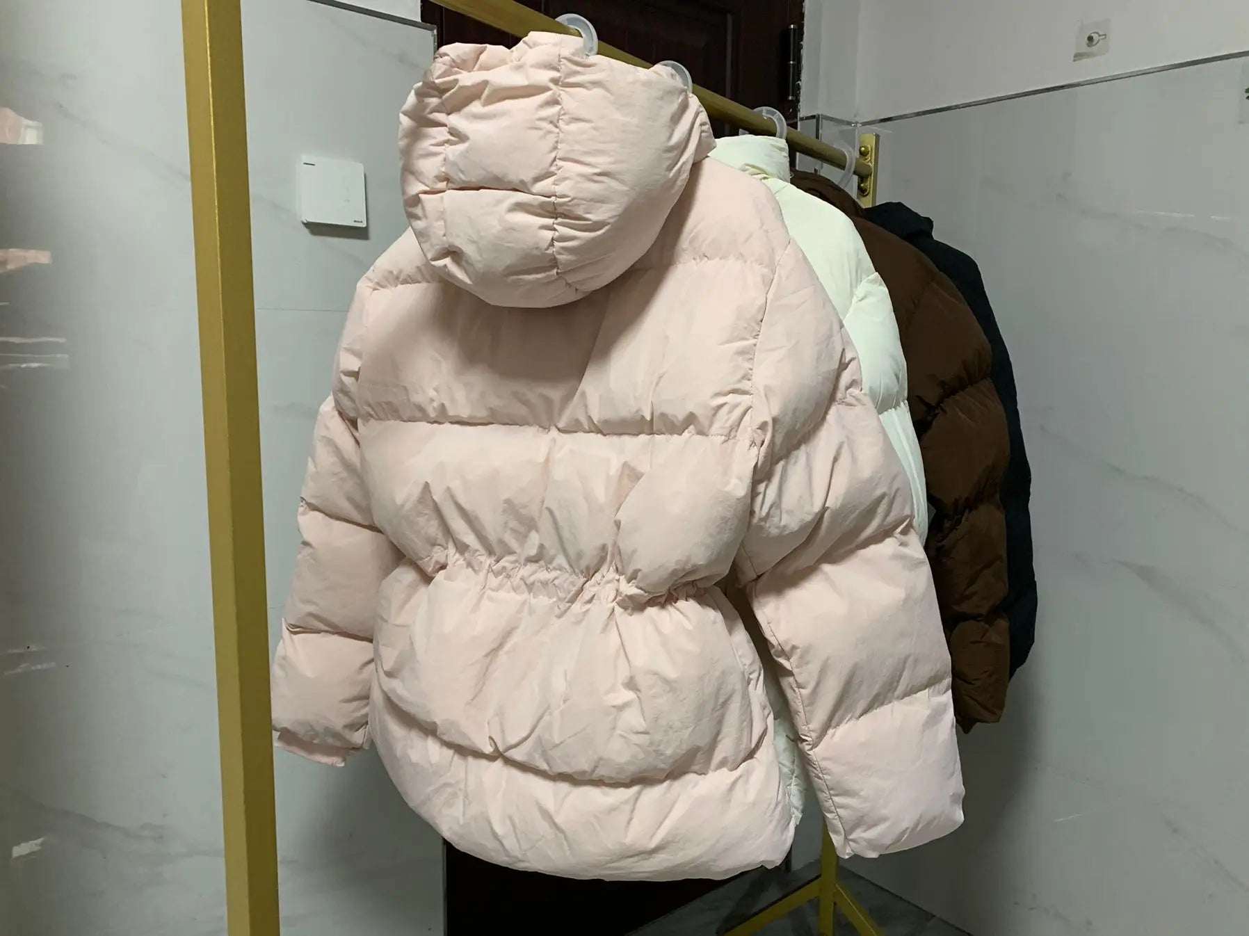 Winter Drawstring Lace-up Snow Women's Warm Down Jacket Hooded Puffer Jacket Women Parkas High Quality Cotton Padded Coat