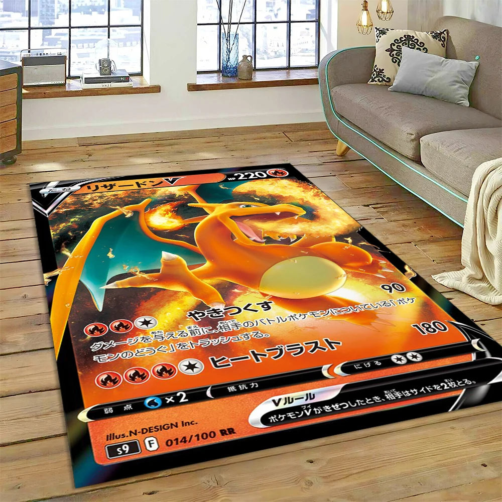 2025 New Pokemon Gold Card Pikachu Cartoon Gift Carpet Rug for Bedroom Living Room Home Sofa Decoration,Children Decor Floor Mat