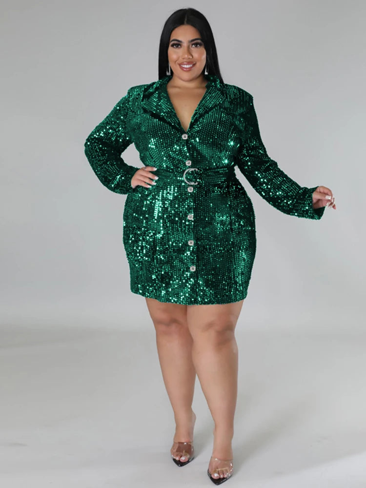 Robe Blazer à Sequins pour Femmes - Robes de Bal Luxueuses et Élégantes, Tenue de Fête, Grandes Tailles, Vêtements pour Femmes, Robe de Noël, Vente en Gros et Dropshipping
