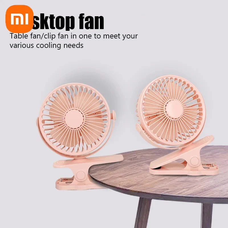 Xiaomi Rechargeable Portable Electric Fan 720° Rotating Clip Fan Night Light Air Cooler Outdoor Camping Small Fan Ventilator