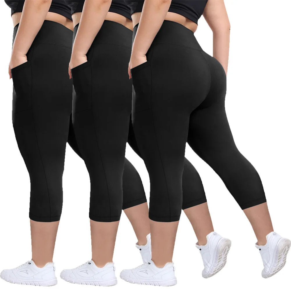 High Waist Yoga Pants with Pockets Sports Leggings for Women Plus Size Fitness Pilates Workout