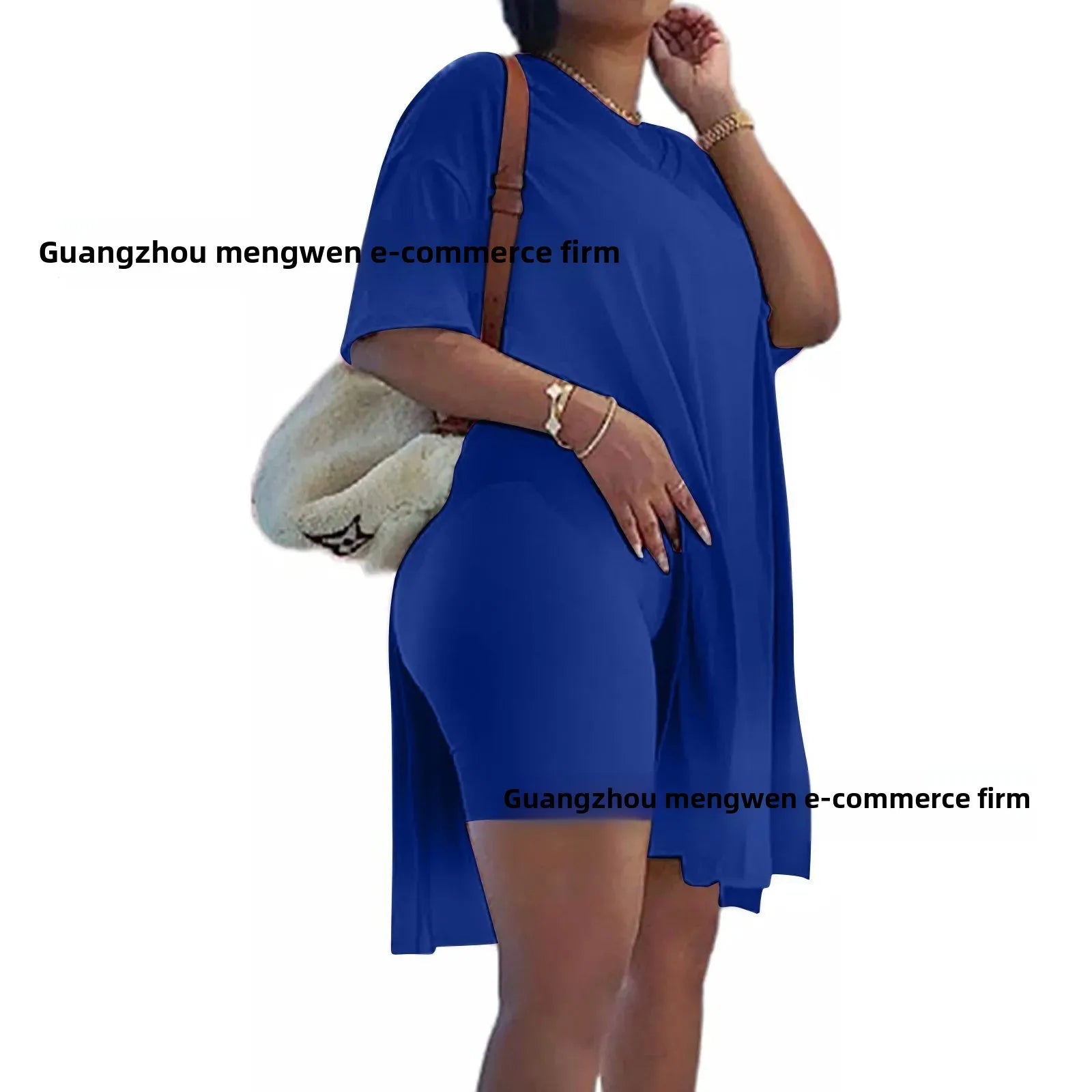 Plus Size Classic Pure Color Large Size Set Women's Clothing Cross-Border 8 Size V-neck T-shirt from Mainland China Full Range
