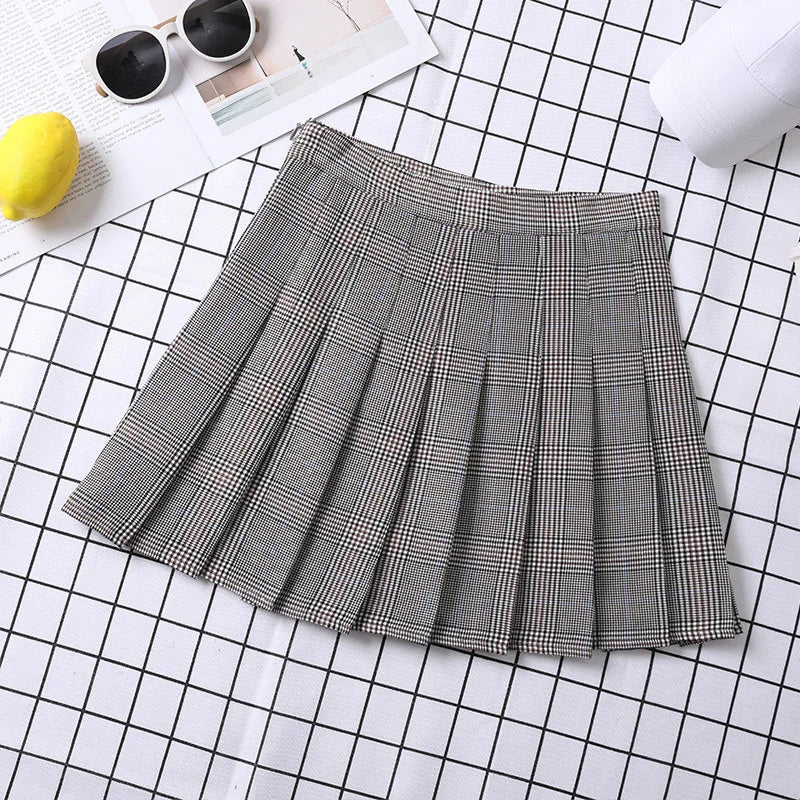 Pleated Skirt Korean Style Y2k Harajuku Faldas Women's Summer Clothes Girls Mini Saia Plissada Feminina Black Grey Plaid Skirt