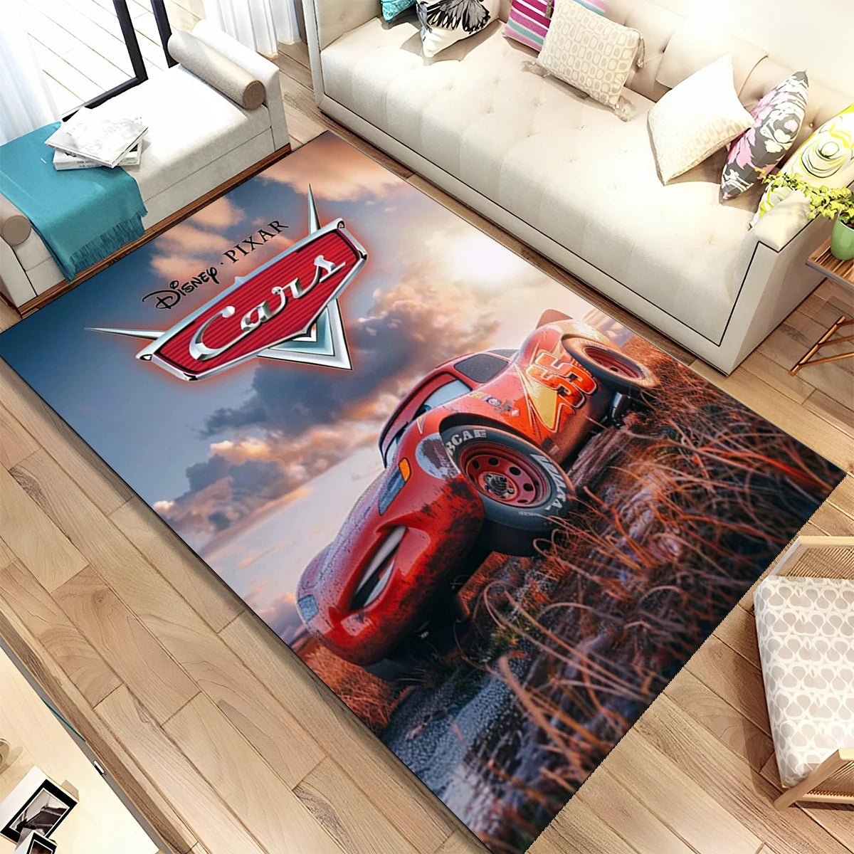 Lightning McQueen Cars Cartoon Racing Carpet Rug for Home Living Room Bedroom Sofa Doormat Decor,kid Area Rug Non-slip Floor Mat