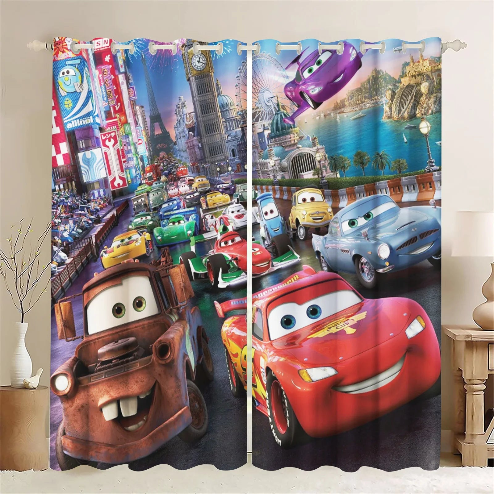 Lightning McQueen Series Curtains For Living Room Luxury Set Home Decor Blackout Curtains Balcony Screen Dustproof Cartoon Home