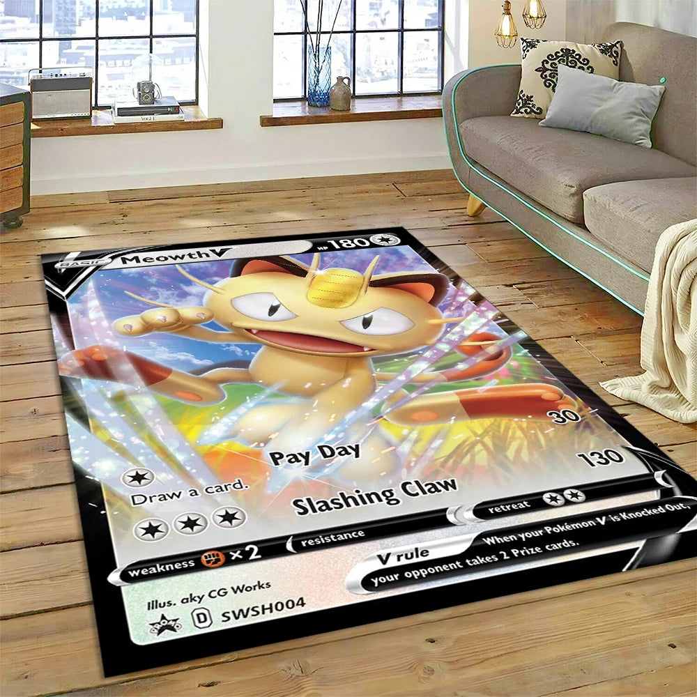 2025 New Pokemon Gold Card Pikachu Cartoon Gift Carpet Rug for Bedroom Living Room Home Sofa Decoration,Children Decor Floor Mat
