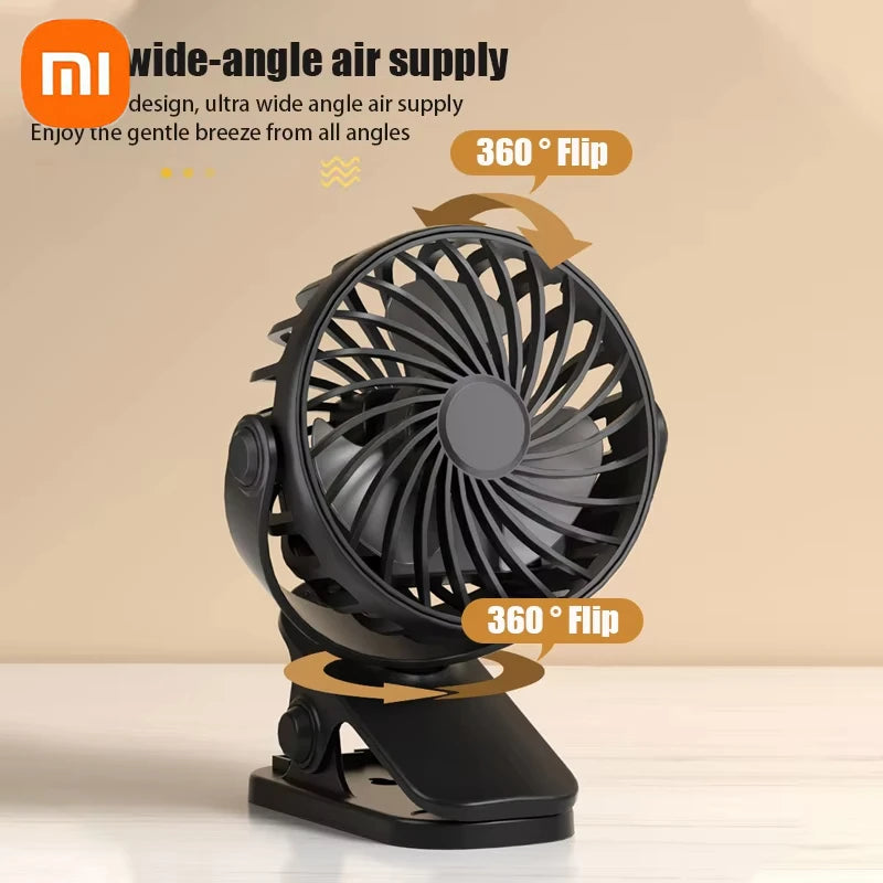 Xiaomi Rechargeable Portable Electric Fan 720° Rotating Clip Fan Night Light Air Cooler Outdoor Camping Small Fan Ventilator