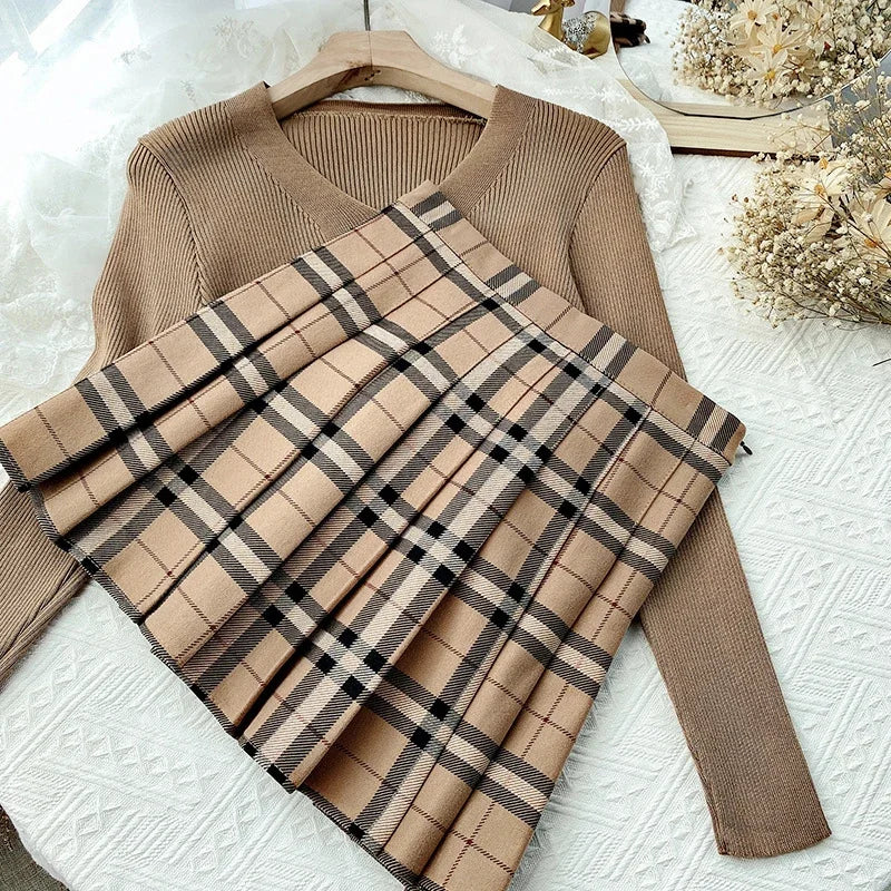 Plaid Stripes Skirt Women Korean High Waist Khaki All-Match Mini Skirt Sweet Girl Student Style Jk Uniform Pleated Skirt New