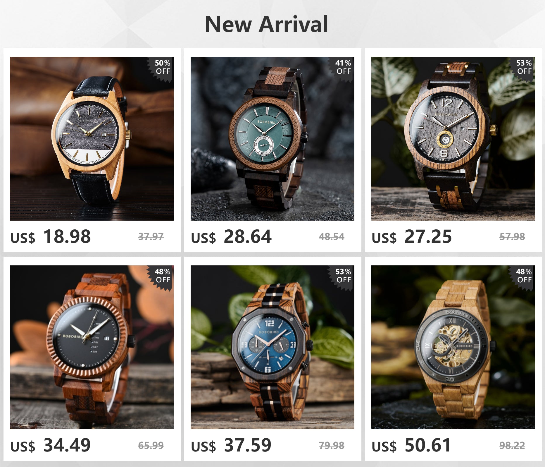 BOBO BIRD Montre homme cadre en bois