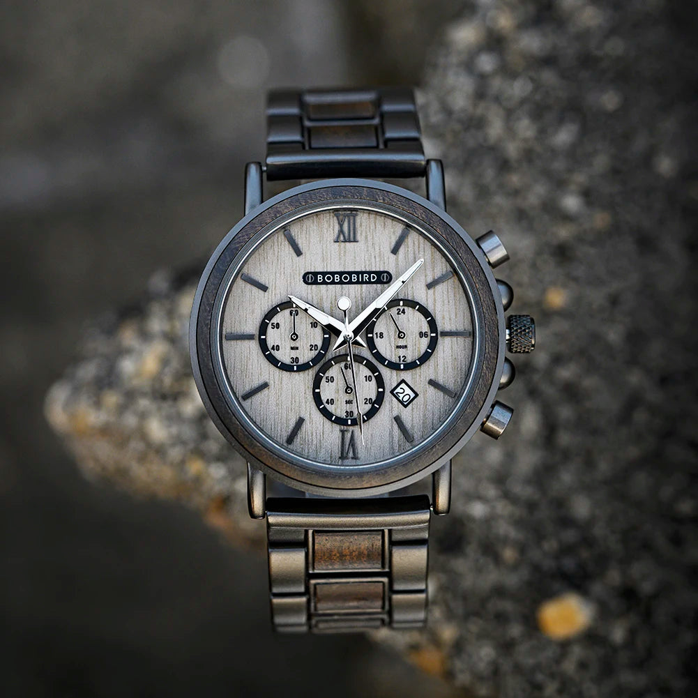 BOBO BIRD Montre homme cadre en bois