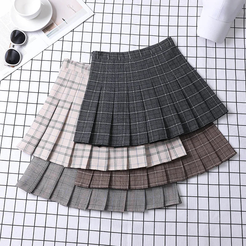 Pleated Skirt Korean Style Y2k Harajuku Faldas Women's Summer Clothes Girls Mini Saia Plissada Feminina Black Grey Plaid Skirt