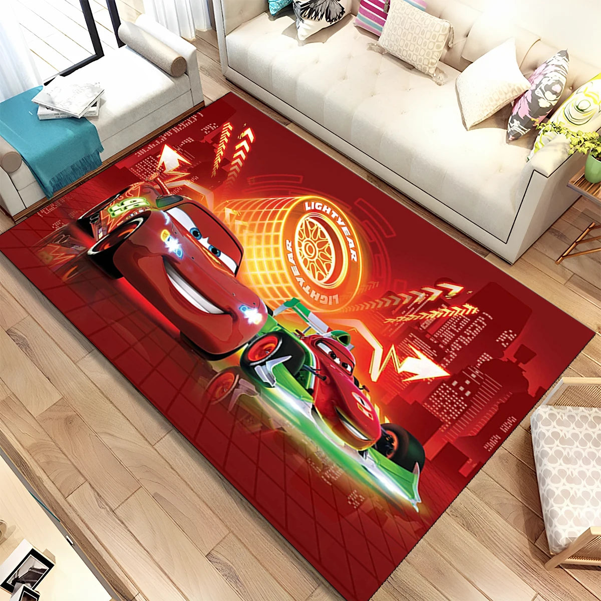 Lightning McQueen Cars Cartoon Racing Carpet Rug for Home Living Room Bedroom Sofa Doormat Decor,kid Area Rug Non-slip Floor Mat