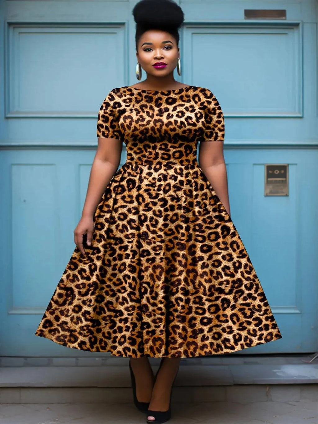 Women Plus Size Black Dress Short Sleeve Summer Casual Pleated A-Line Basic Long Dress Round Neck Fashion Evening Party Dresses