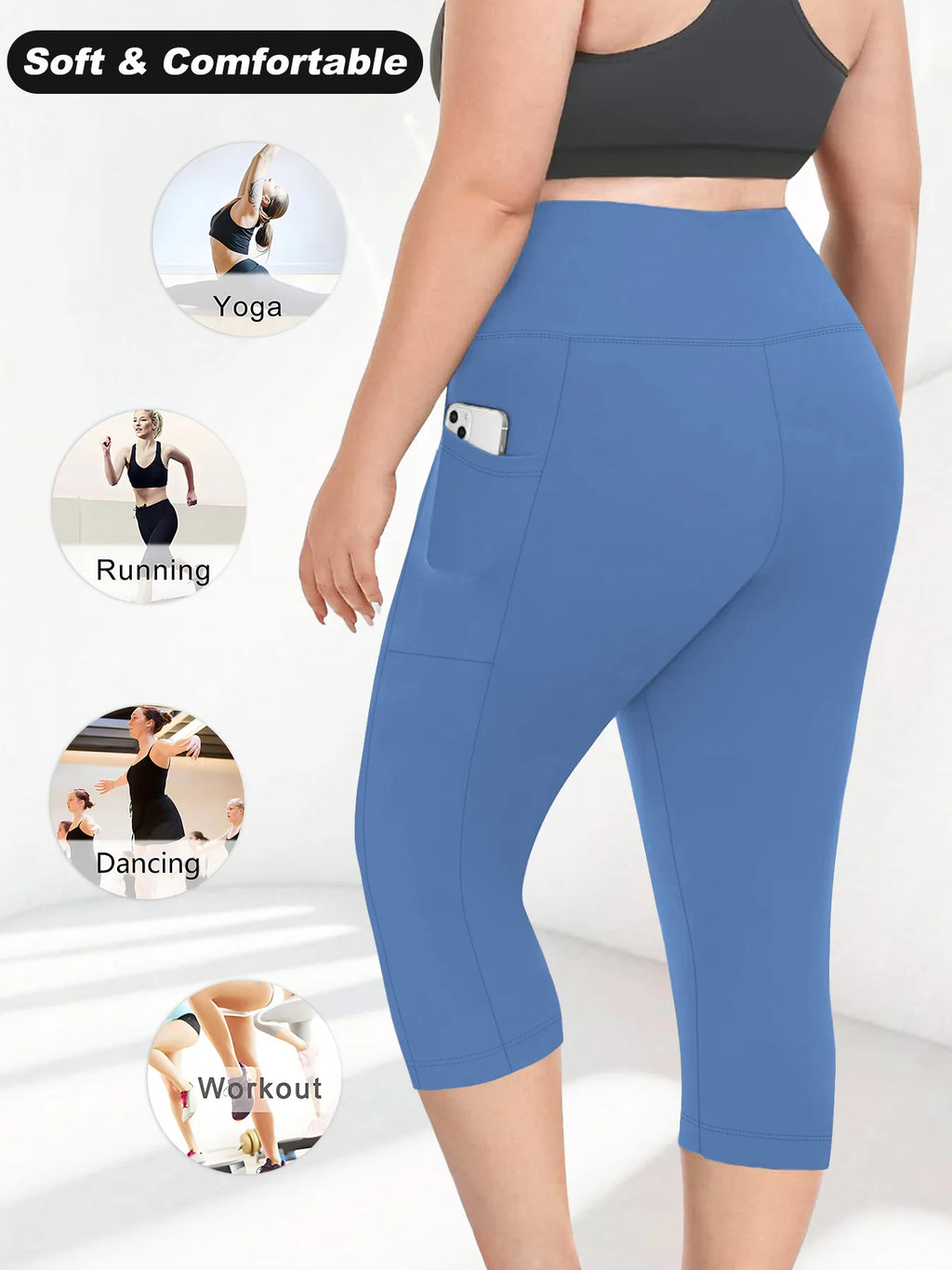 High Waist Yoga Pants with Pockets Sports Leggings for Women Plus Size Fitness Pilates Workout