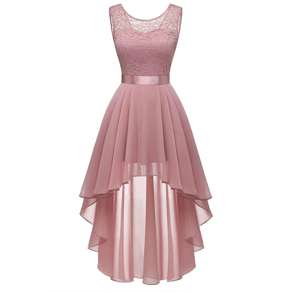 Lady Evening Gowns Dress Plus Size Formal Occas Lace Sleeveless Dress Elegant Solid Fashion Wedding Party Female Dresses