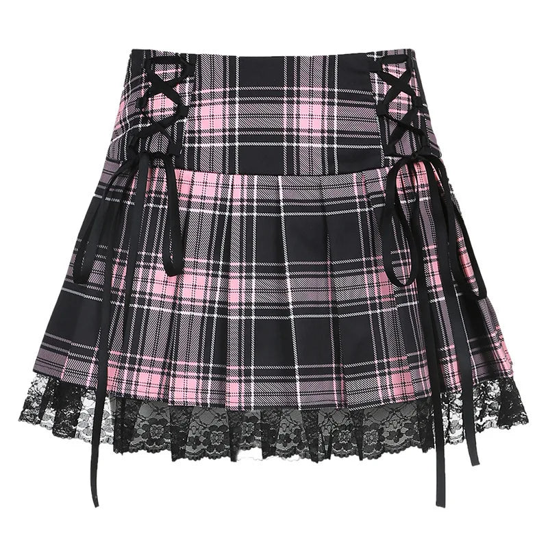 Vintage Dark Grey Mini Skirts Women Ruffles Pleated Sexy Shorts Skirts Female Fashion 2024 Streetwear Mujer Faldas