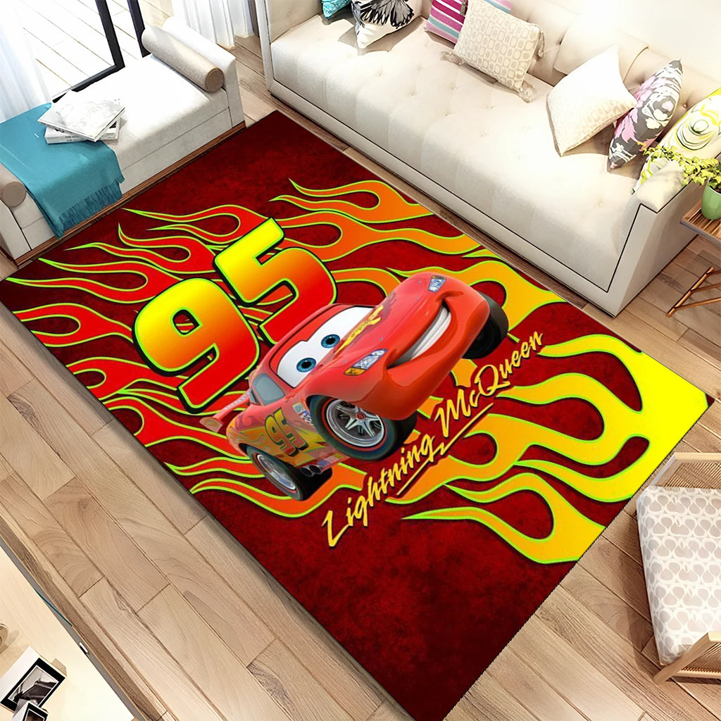 Lightning McQueen Cars Cartoon Racing Carpet Rug for Home Living Room Bedroom Sofa Doormat Decor,kid Area Rug Non-slip Floor Mat