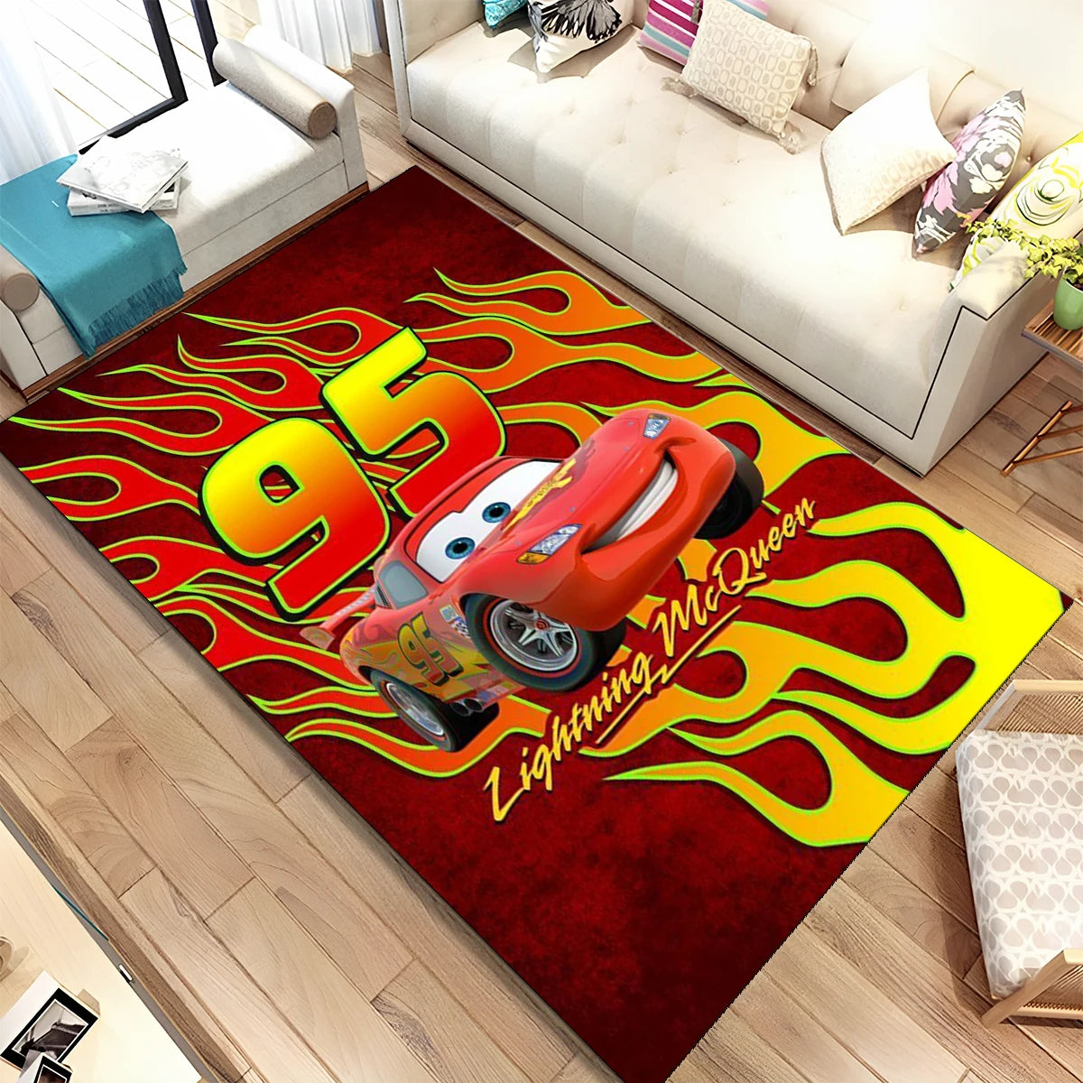 Lightning McQueen Cars Cartoon Racing Carpet Rug for Home Living Room Bedroom Sofa Doormat Decor,kid Area Rug Non-slip Floor Mat