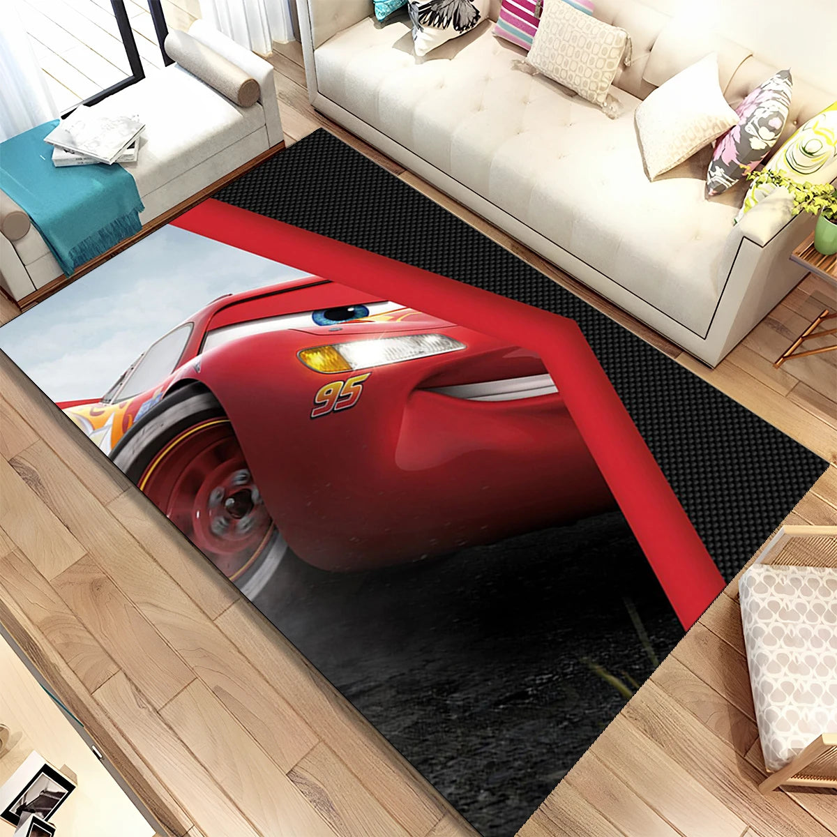 Lightning McQueen Cars Cartoon Racing Carpet Rug for Home Living Room Bedroom Sofa Doormat Decor,kid Area Rug Non-slip Floor Mat