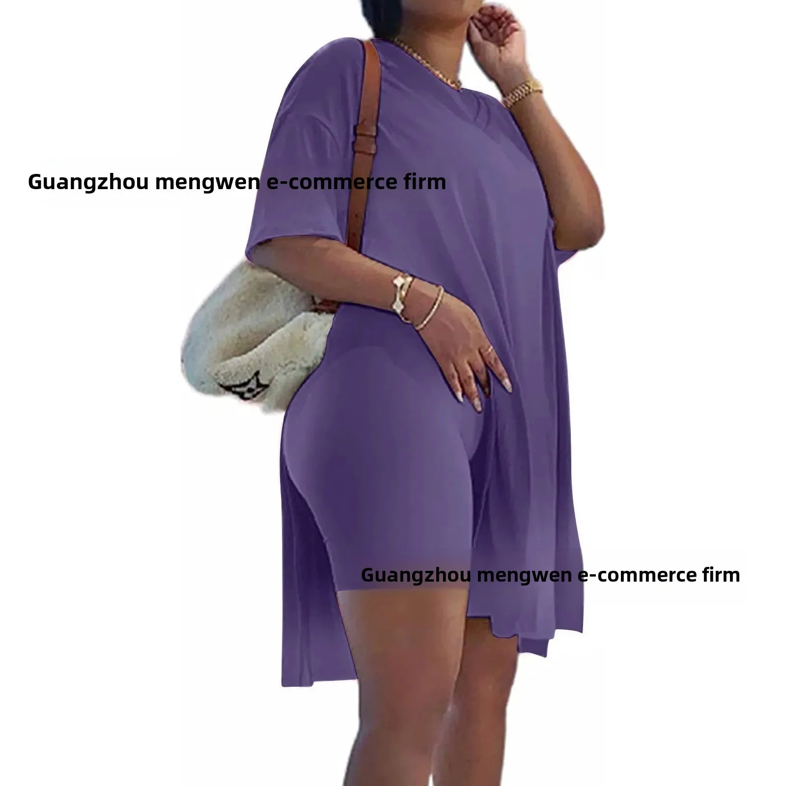 Plus Size Classic Pure Color Large Size Set Women's Clothing Cross-Border 8 Size V-neck T-shirt from Mainland China Full Range